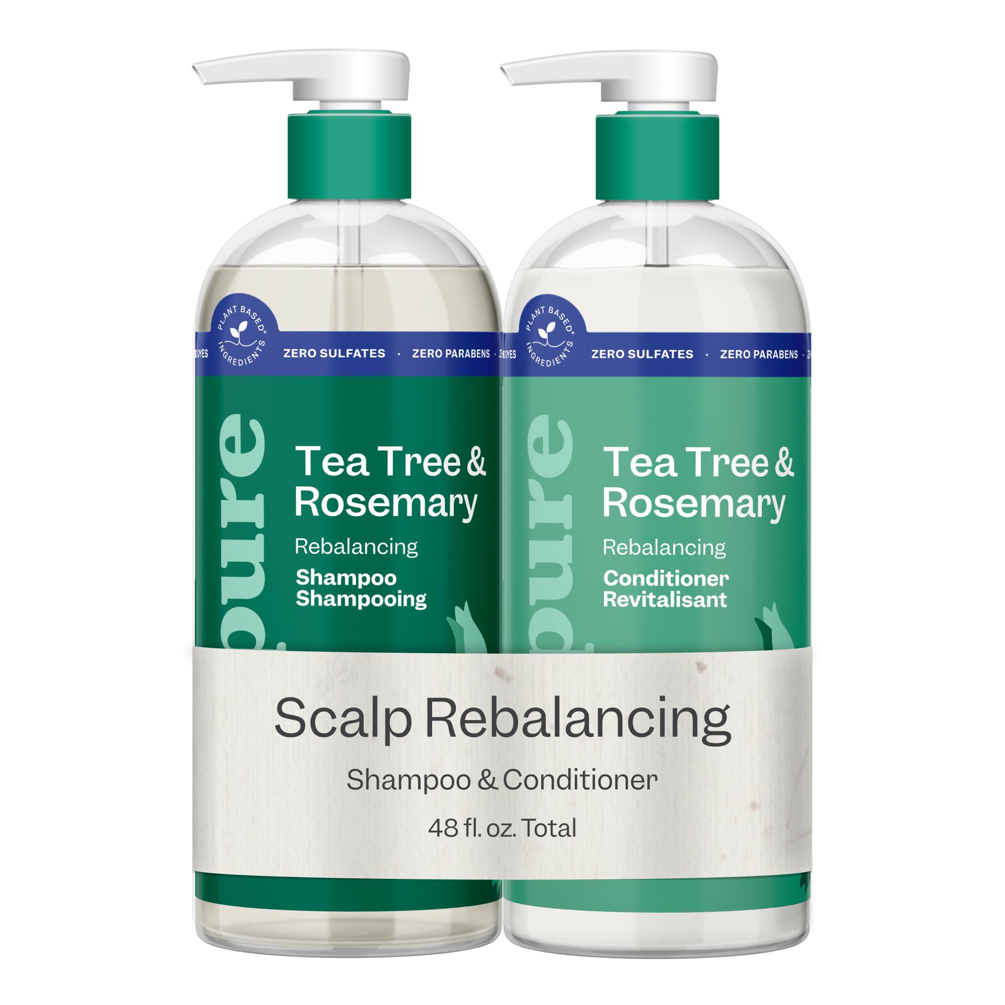Renpure Tea Tree & Rosemary Shampoo & Conditioner Set, Plant Based - Refreshes & Rebalances Hair and Scalp - For Oily/Normal Hair - Tea Tree Leaf Oil, Rosemary Leaf Extract - 24 Fl Oz each, 2 Pack 🍁 All In One Marketplace Canada