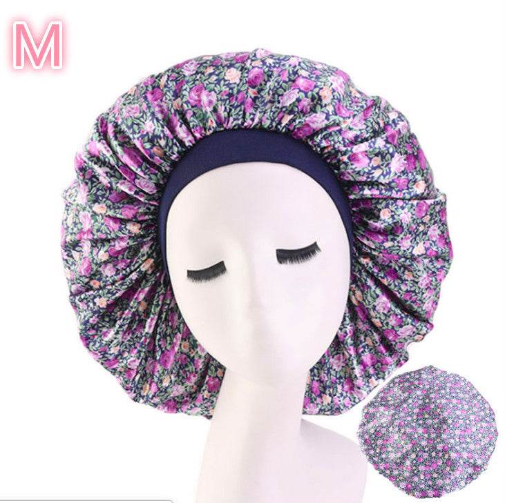 Beauty print Satin Silk Hair Bonnet for sleeping