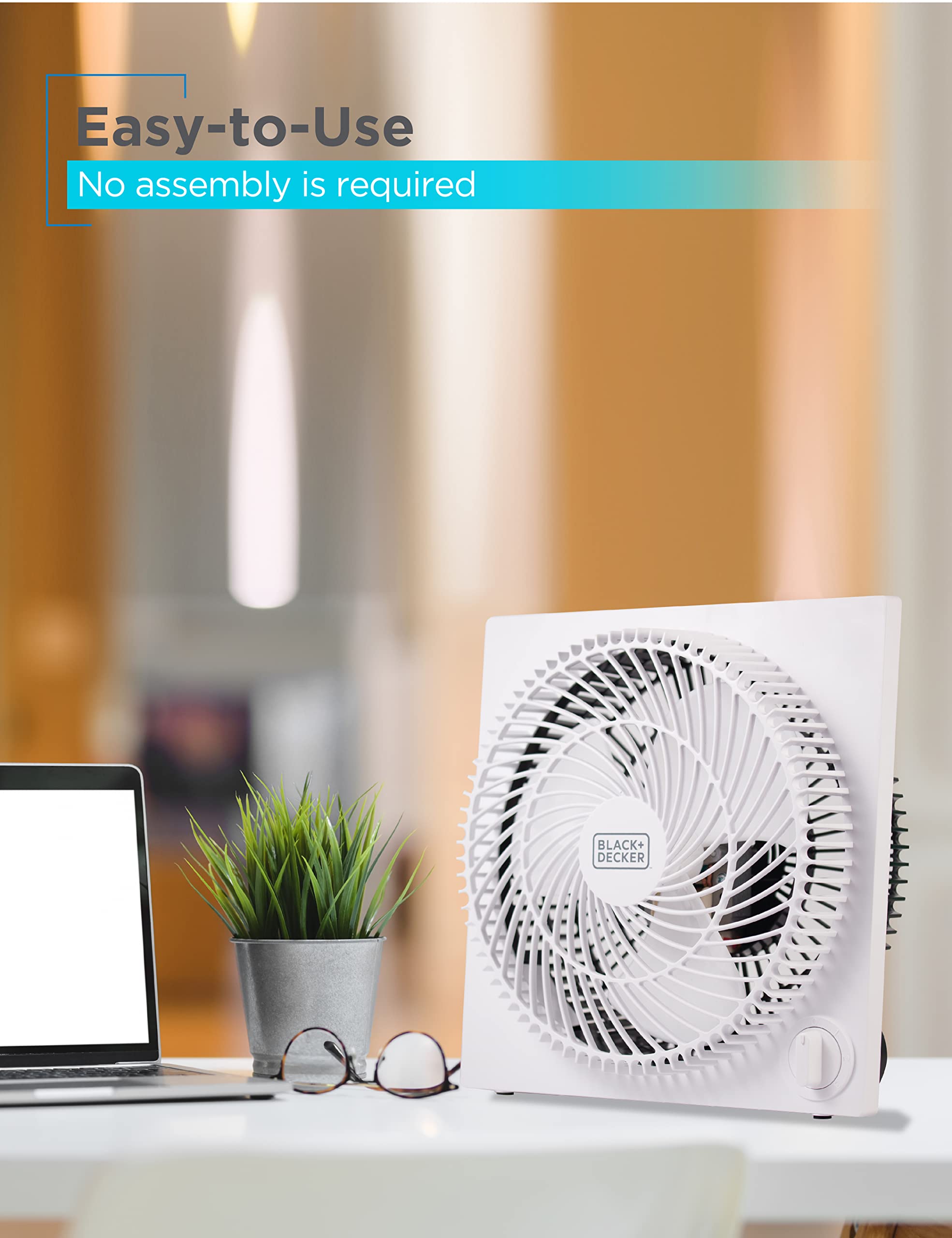 Black & Decker 9 in. Frameless Tabletop Box Fan, White 🍁 All In One Marketplace Canada