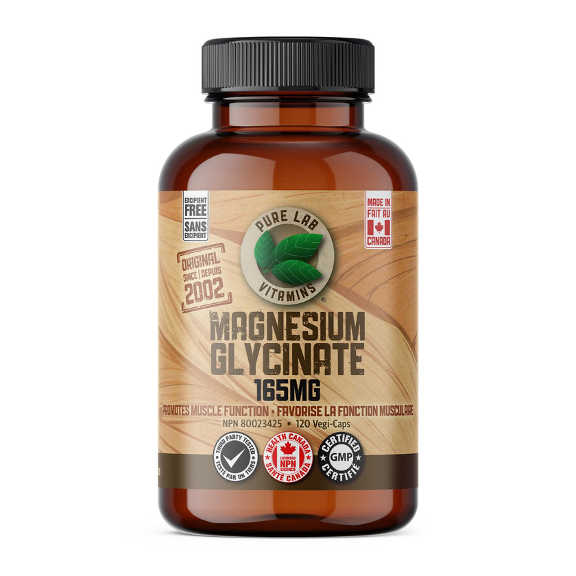 Pure Lab Vitamins Magnesium Glycinate 165mg – 120 vegicaps - Supports Muscle Function 🍁 All In One Marketplace Canada