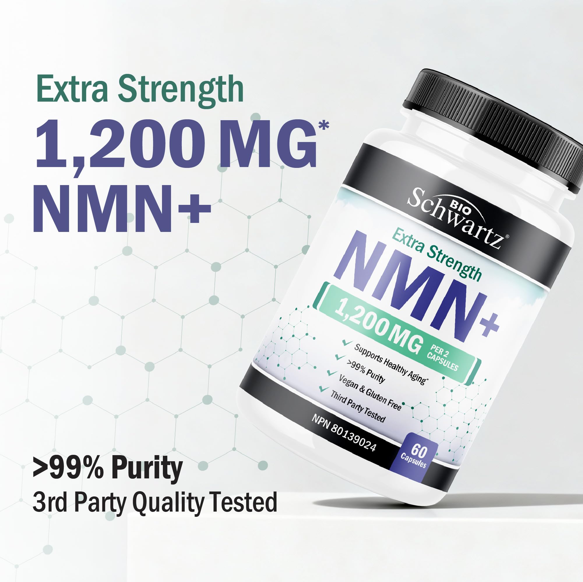 NMN Supplement 1200mg | Extra Strength | NAD+ Precursor for Healthy Aging, Cellular Energy & Longevity Support | 99% Purity | NMN Supplement Canada Made, Third-Party Tested & Vegan | 60 Capsules 🍁 All In One Marketplace Canada