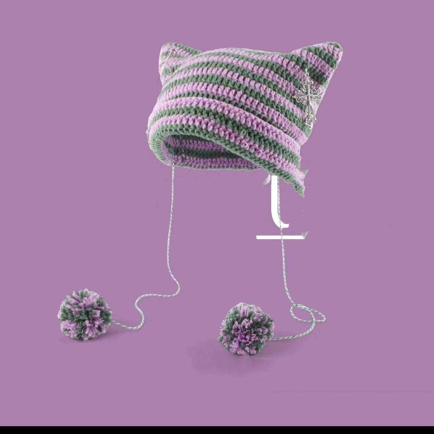 Breathable Windproof Cute Thermal Head Cover Woolen Cap beanies