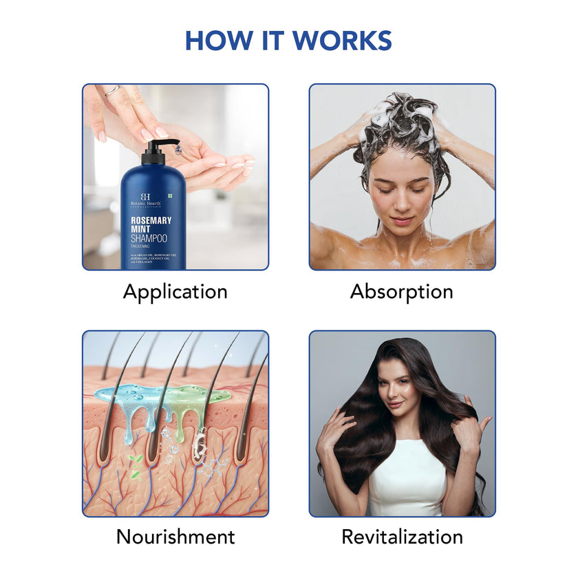 Botanic Hearth Rosemary Shampoo with Biotin & Mint, Sulfate-Free Deep Cleansing Shampoo for Thicker, Fuller-Looking Hair, Nourishing Scalp Care, 16 fl oz 🍁 All In One Marketplace Canada