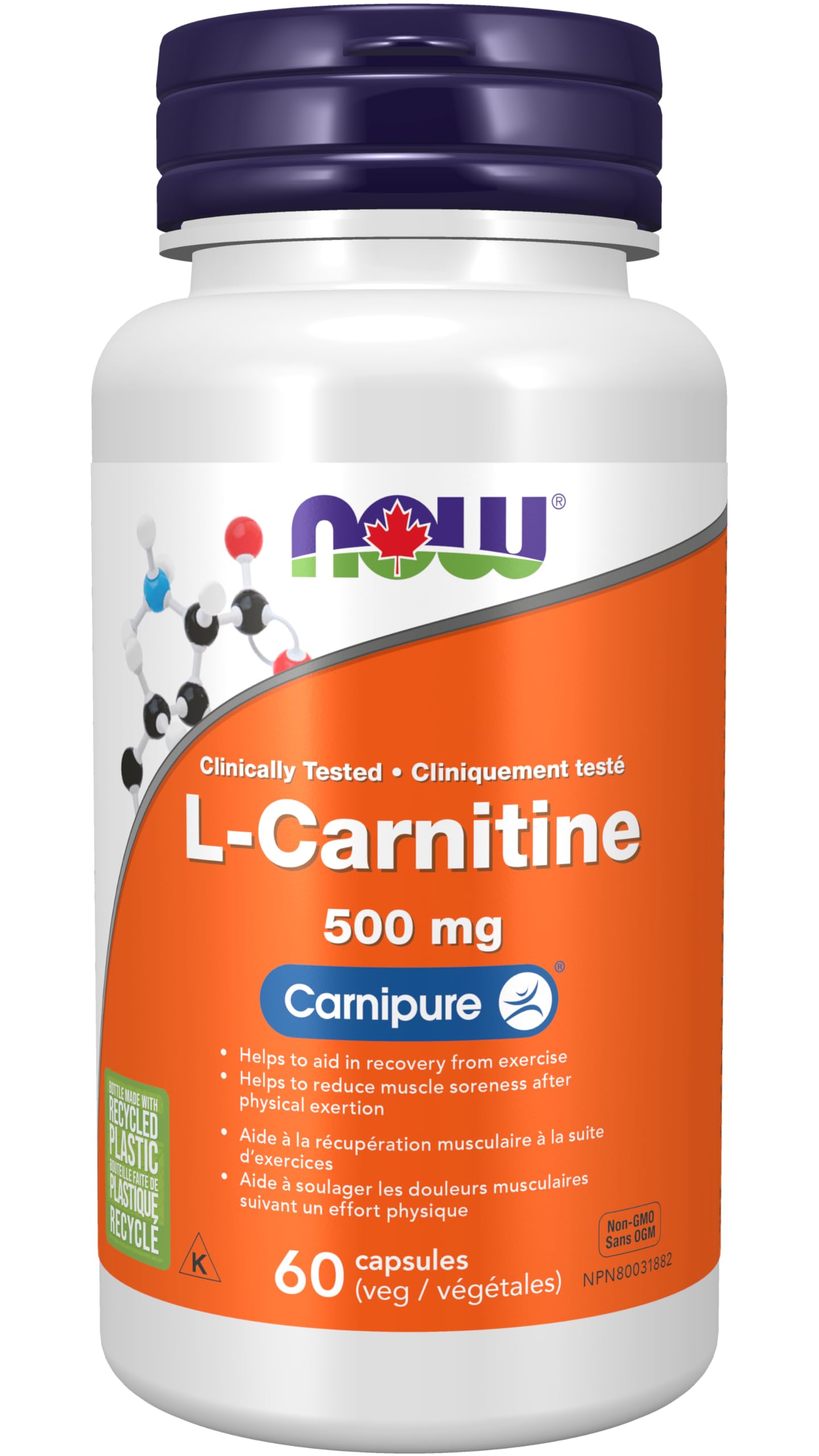 NOW Supplements, L-Carnitine 500mg, Purest Form, Amino Acid, Fitness Support, 60 Veg Capsules 🍁 All In One Marketplace Canada