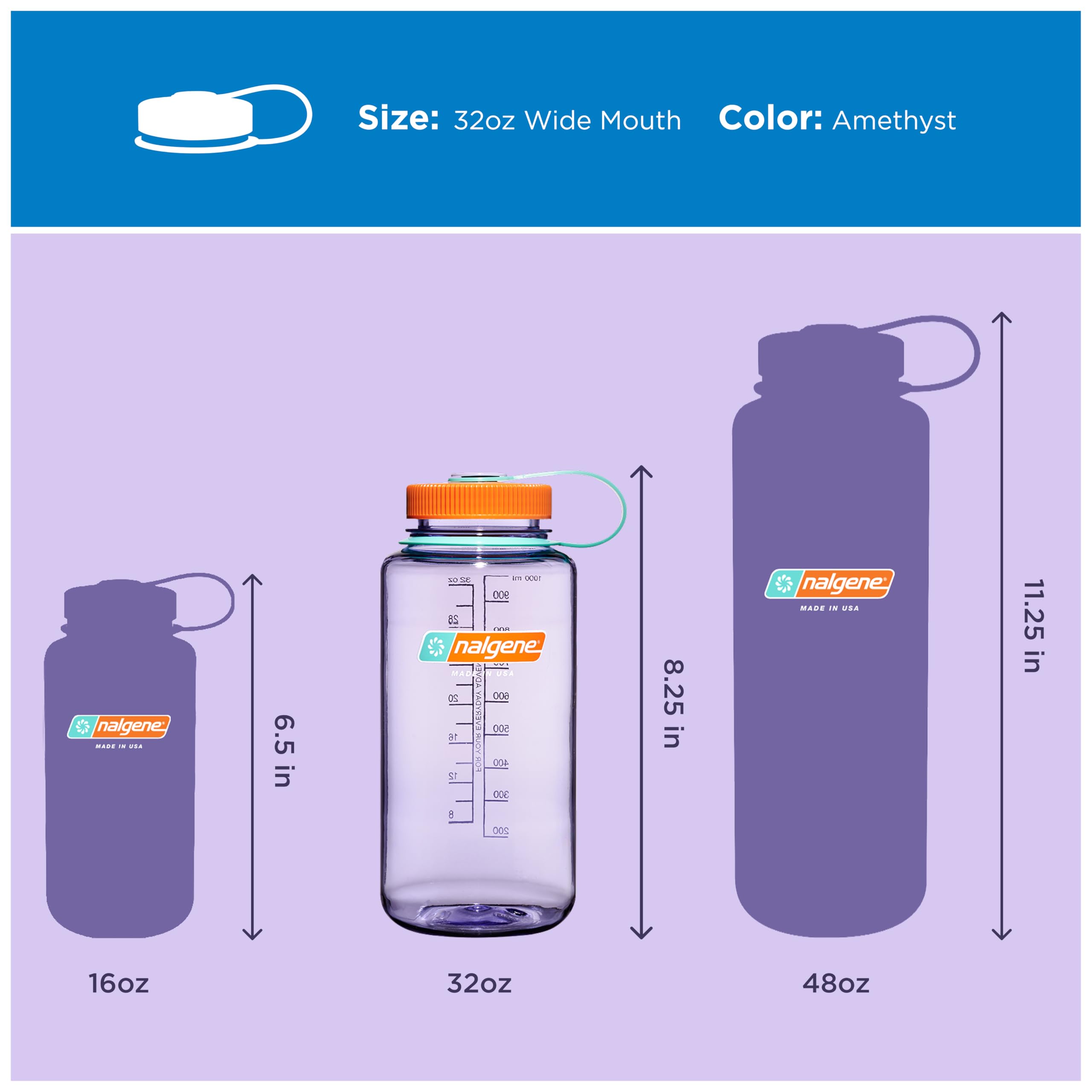 Nalgene 32 oz Wide Mouth Water Bottle BPA-Free, Durable & Leak Proof, Lightweight Bottle for Hiking & Gym, Work & Travel, Amethyst 🍁 All In One Marketplace Canada