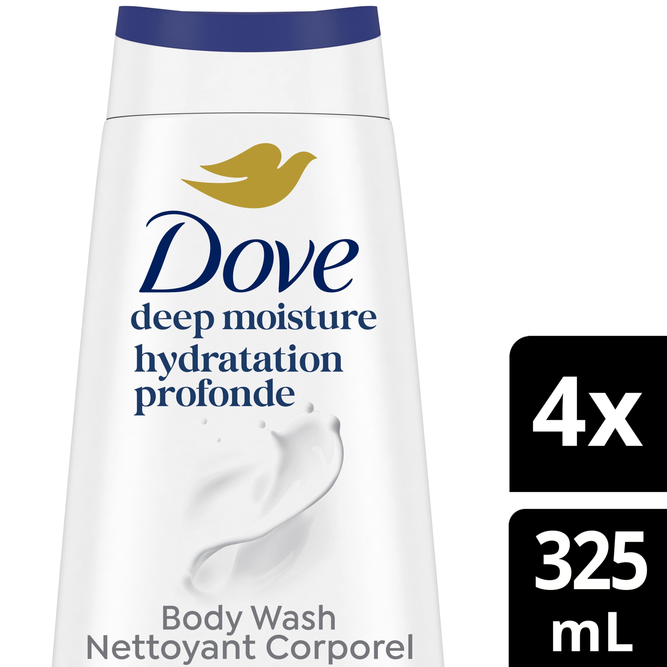 Dove Body Wash Deep Moisture, for 24hr Lotion-Soft Skin Moisturizing Skin Cleanser with No Sulfates No Parabens, 325mL (Pack of 4) 🍁 All In One Marketplace Canada