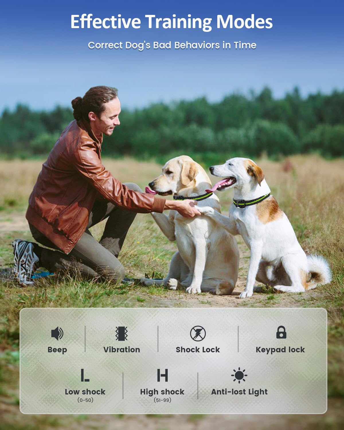 SLOPEHILL Dog Training Collar with Remote,4200Ft Electronic Shock Collars,Waterproof E-Collar Featuring Beep,Vibration,Shock,Light and Keypad Lock Mode,fit for Small Medium Large Dogs (Green) 🍁 All In One Marketplace Canada