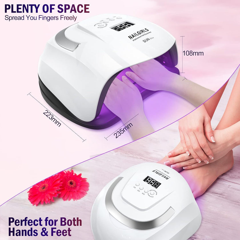 UV LED Nail Lamp, NAILGIRLS 168W Fast UV Light for Nails Gel Polish, Professional Curing with 4 Timer Setting Auto Sensor, LED Gel Nail Dryer for Fingernail and Toenail Home Salon Use, Nail Art Tools 🍁 All In One Marketplace Canada