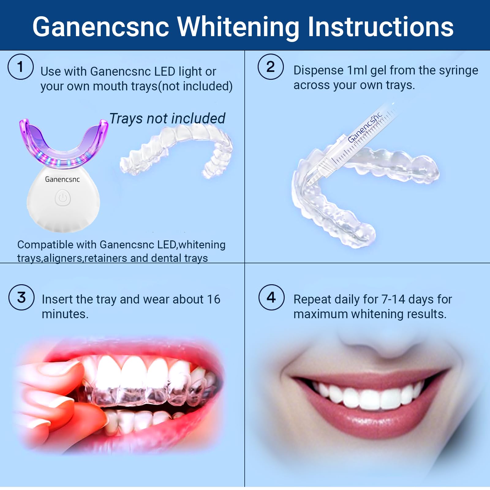 35% Ganencsnc 10-Pack Teeth Whitening Gel Refills - Gentle 35% Carbamide Peroxide Formula - Compatible with Teeth whitening Kit,No Sensitive Teeth Whitener 🍁 All In One Marketplace Canada