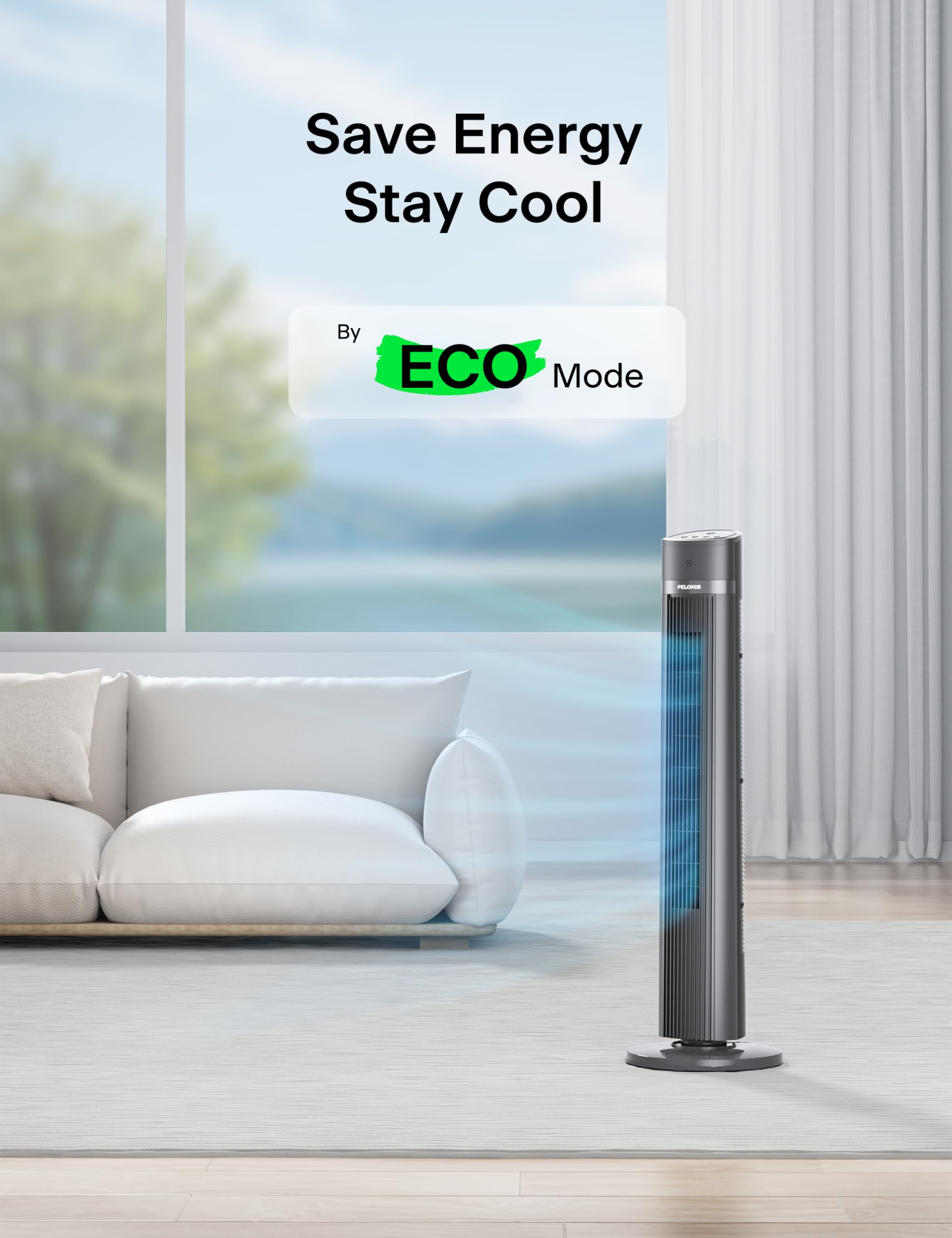 PELONIS Oscillating Tower Fan with Remote Control 40’’ Quiet Stand Up Fan with 3 Speed Settings and 3 Modes 15-Hour Timer LED Display for Bedroom Home Office Use, Black 🍁 All In One Marketplace Canada