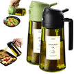 TrendPlain 470ml Olive Oil Dispenser Bottle for Kitchen Gadgets - 2 in 1 Dispenser and Sprayer - Olive Oil Spray Bottle w/Stickers (Light Blockage) - BPA Free - Black&Green 🍁 All In One Marketplace Canada