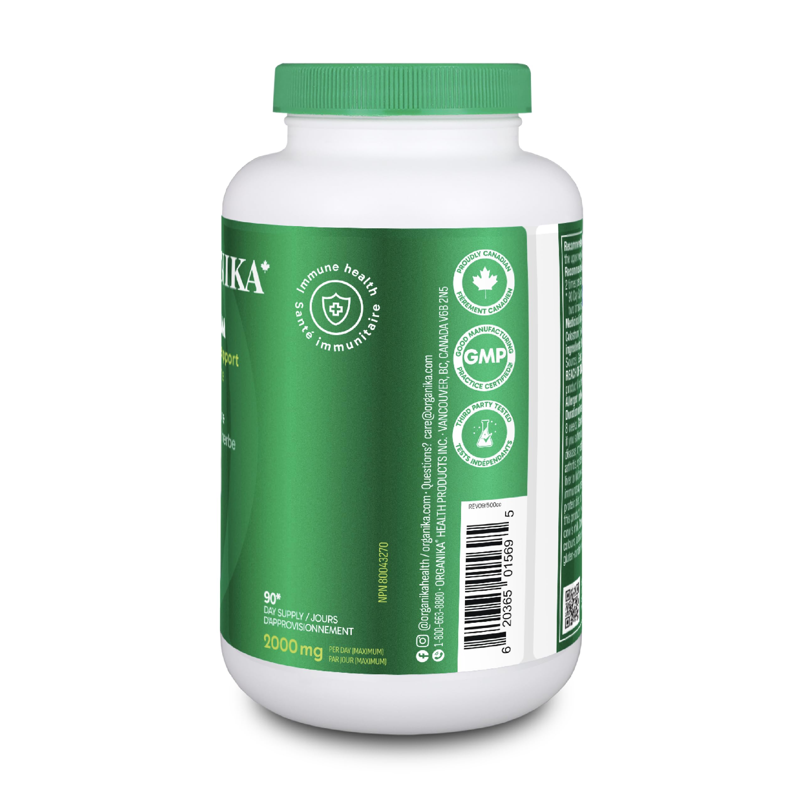 Organika Canadian-Made Colostrum (Bovine)- Immune Support, Grass-Fed- 180caps 🍁 All In One Marketplace Canada