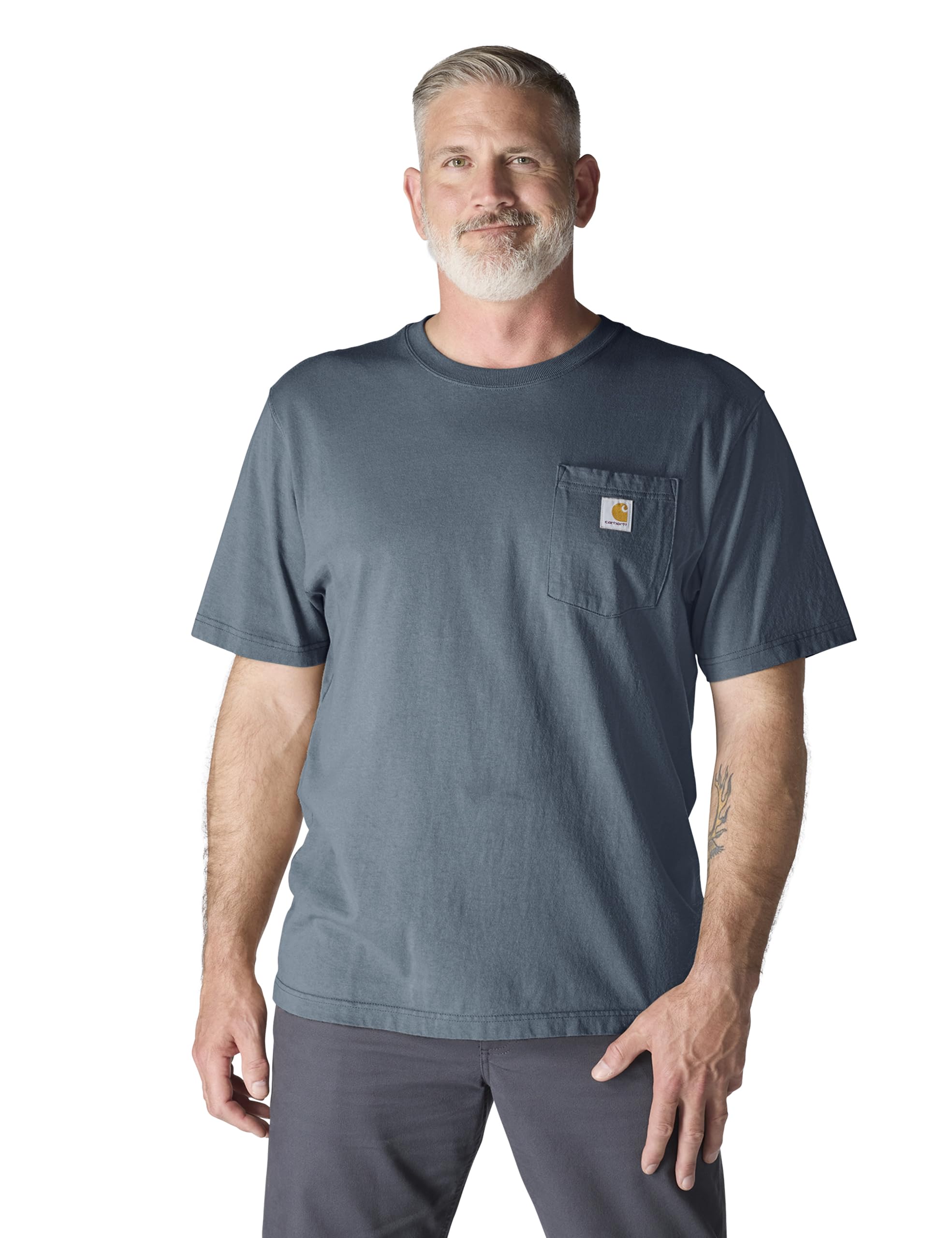 Carhartt Men's K87 Workwear Pocket Short Sleeve T-Shirt (Regular and Big & Tall Sizes), Bluestone, Large 🍁 All In One Marketplace Canada