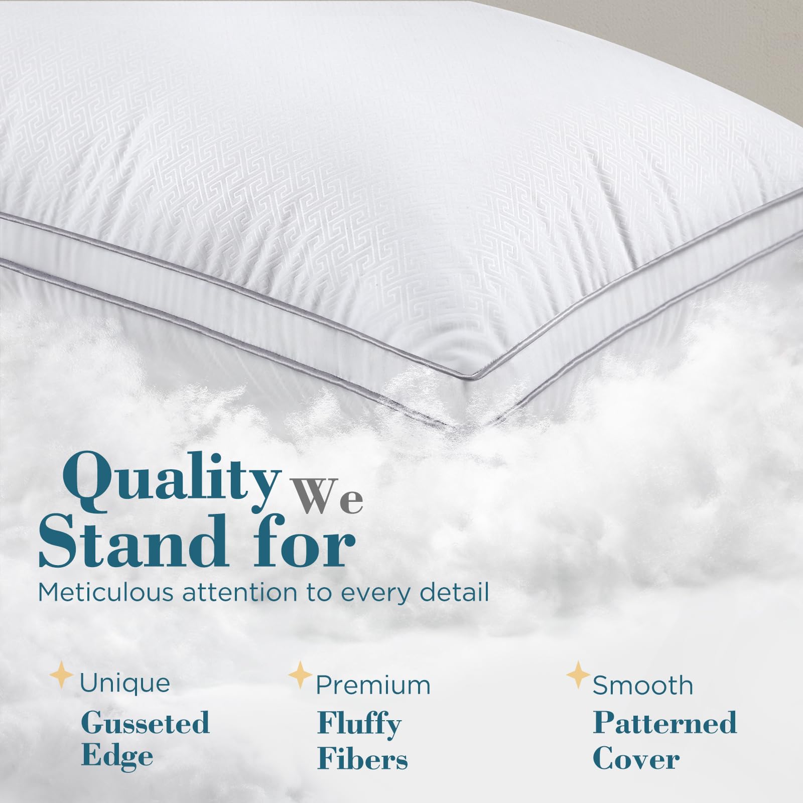 viewstar Bed Pillows Queen Size 2 Pack, Firm Support Gusseted Side Sleeper Hotel Pillow for Back and Stomach Sleeping, White 🍁 All In One Marketplace Canada