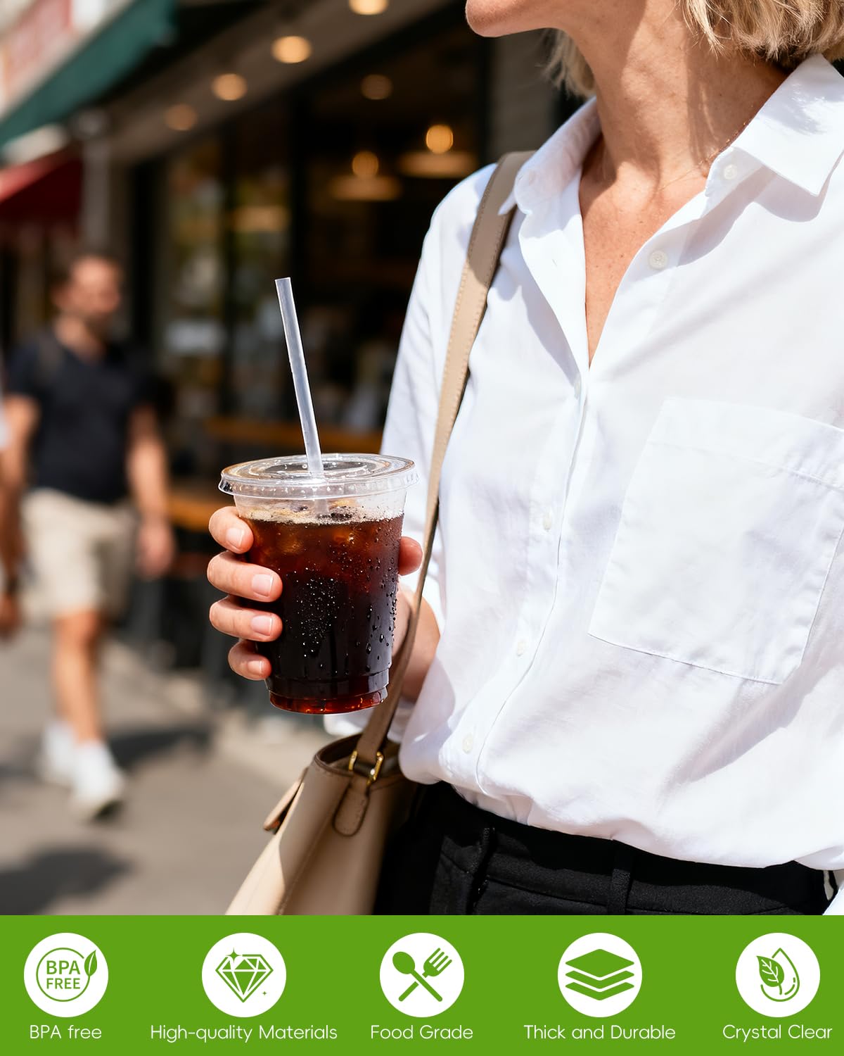 Goodluck 100 Pack 16oz Plastic Cups with Lids and Straws, Clear Disposable Iced Coffee Cups, Food Safe Cold Drink Cups for Bubble Tea, Smoothies & Shakes, BPA Free 🍁 All In One Marketplace Canada
