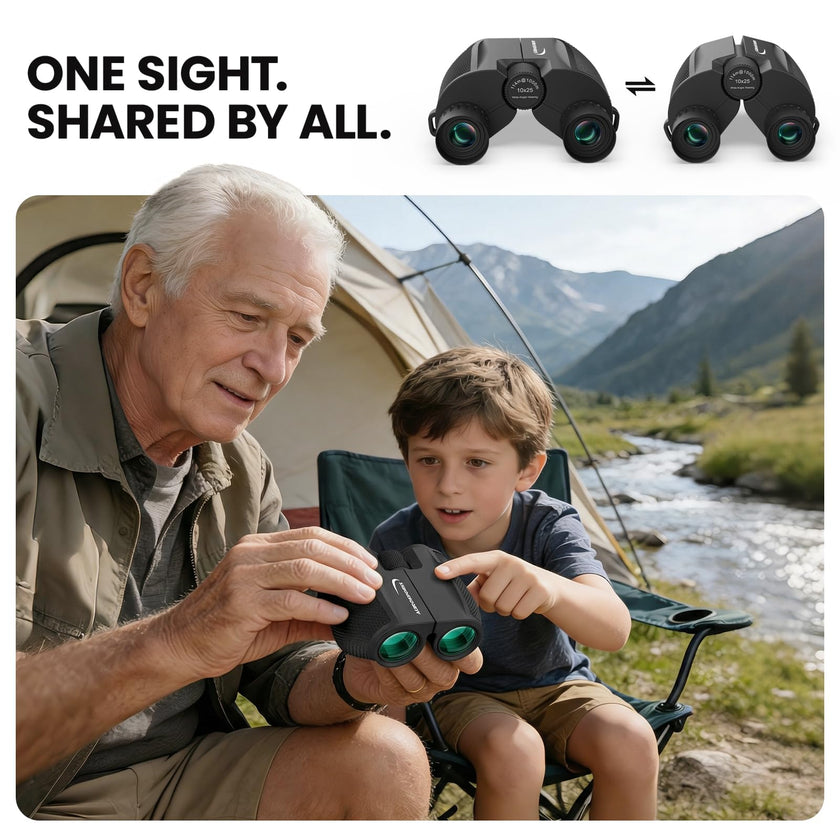 Aurosports 10x25 Binoculars for Adults Kids, Bright View Compact Binoculars with Weak Light Vision, Easy Focus Small Binoculars for Bird Watching Outdoor Sports Games Travel Hunting Hiking 🍁 All In One Marketplace Canada