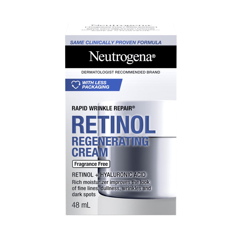Neutrogena Anti Aging Retinol Face Cream with Hyaluronic Acid, Rapid Wrinkle Repair Regenerating Moisturizer, Fragrance Free, Paraben Free, Oil Free, 48mL 🍁 All In One Marketplace Canada