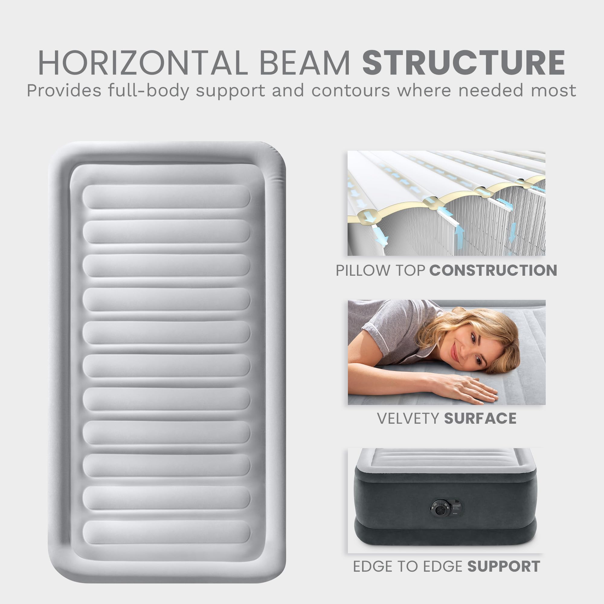 INTEX 67767ED Dura-Beam Deluxe Comfort-Plush Mid-Rise Air Mattress: Fiber-Tech – Full Size – Built-in Electric Pump – 13in Bed Height – 600lb Weight Capacity 🍁 All In One Marketplace Canada
