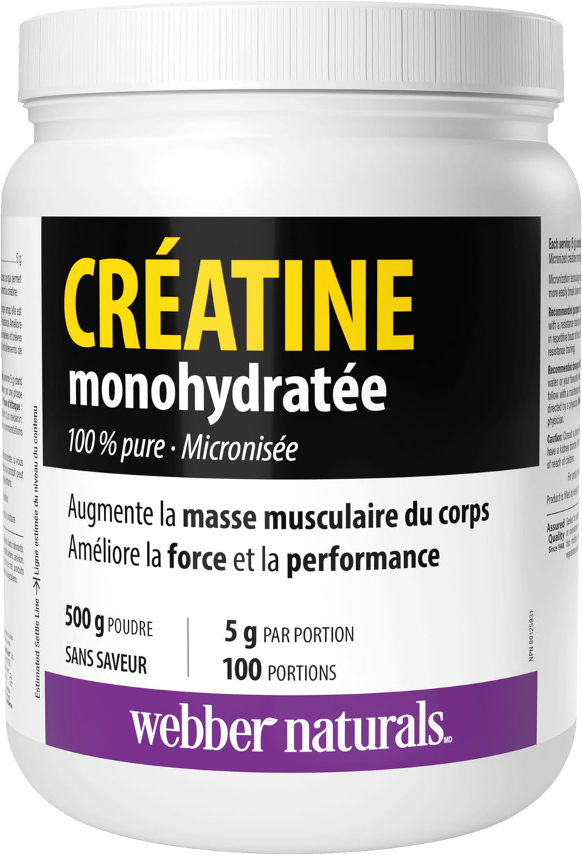 Webber Naturals Micronized Creatine Monohydrate Powder | 5g Per Serving | 100 Servings | Canadian-Made | Vegan | Supports Muscle, Strength & Performance | Unflavored | For Men & Women 🍁 All In One Marketplace Canada