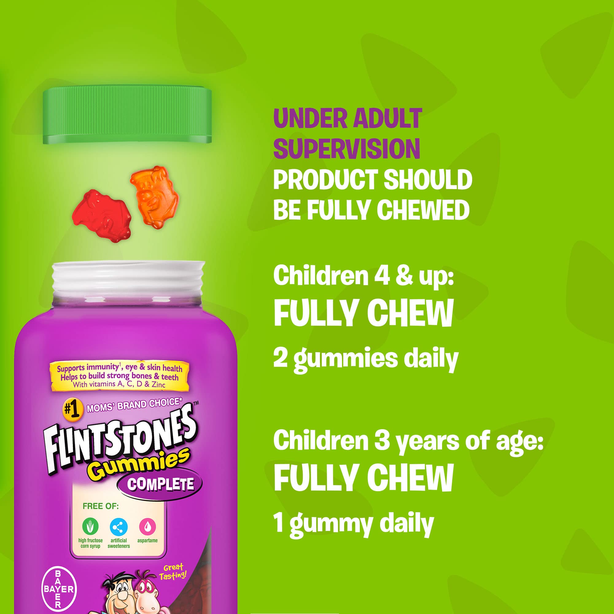 FLINTSTONES Complete Kids Multivitamin Gummies - Multivitamins for Kids, Kids Multivitamin Gummy Helps Maintain Good Health, Free of Artificial Sweeteners, Free of Aspartame, Free of Synthetic FD&C Dyes, 180 Gummies 🍁 All In One Marketplace Canada