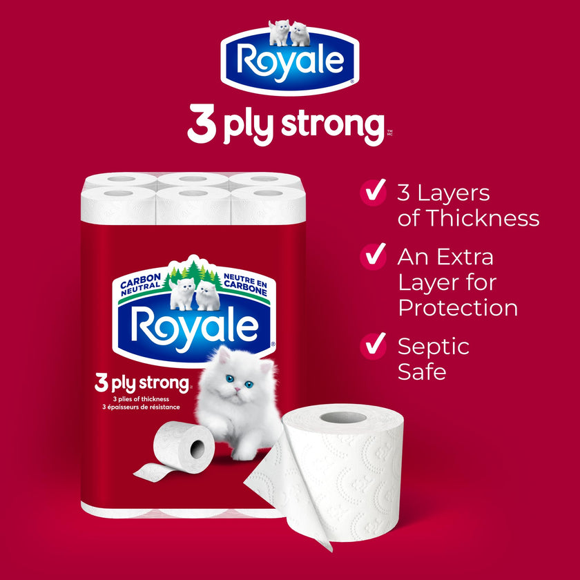 Royale 3-Ply Strong Toilet Paper, 48 Equal 96 Rolls, 165 Bathroom Tissues per roll 🍁 All In One Marketplace Canada