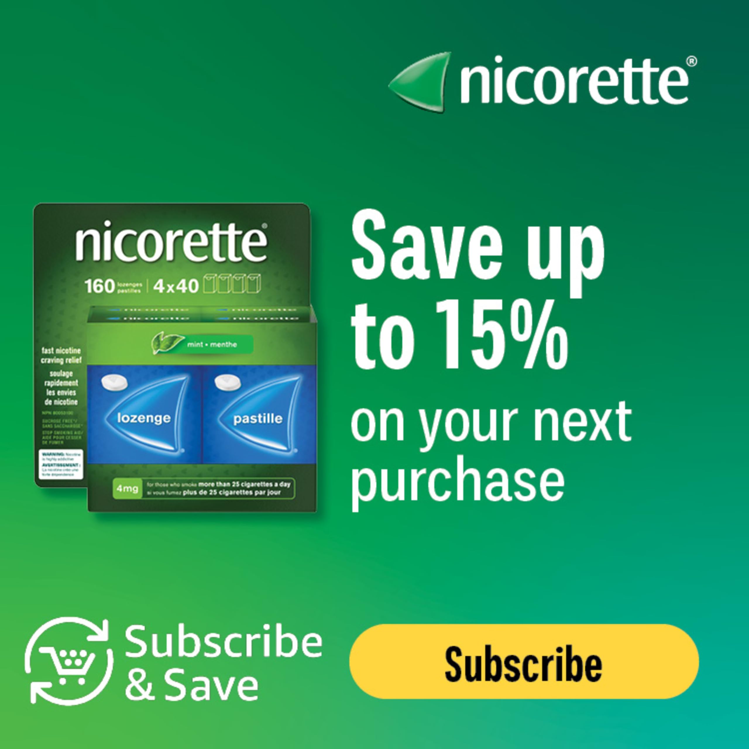 Nicorette 4mg Mint Nicotine Lozenges – Quit Smoking Aid, 160 Count 🍁 All In One Marketplace Canada