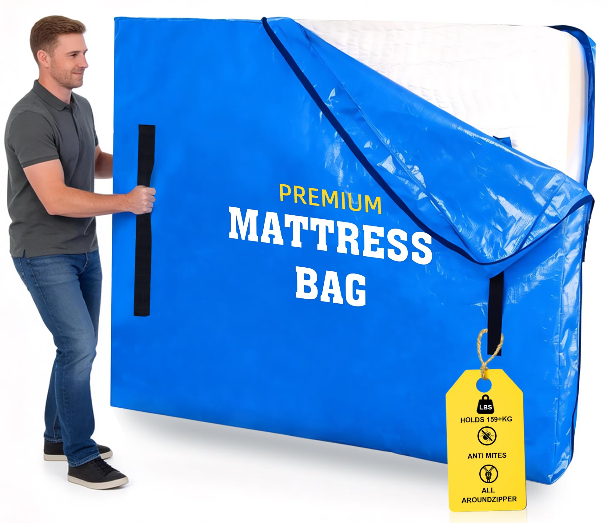 Mattress Bag for Moving,Extra Thick Mattress Cover Queen Mattress Storage Bag with 8 Strong Handles & Zipper,Heavy Duty Mattress Bags,Waterproof Mattress Protector - Moving Supplies(208.3*160*38CM) 🍁 All In One Marketplace Canada