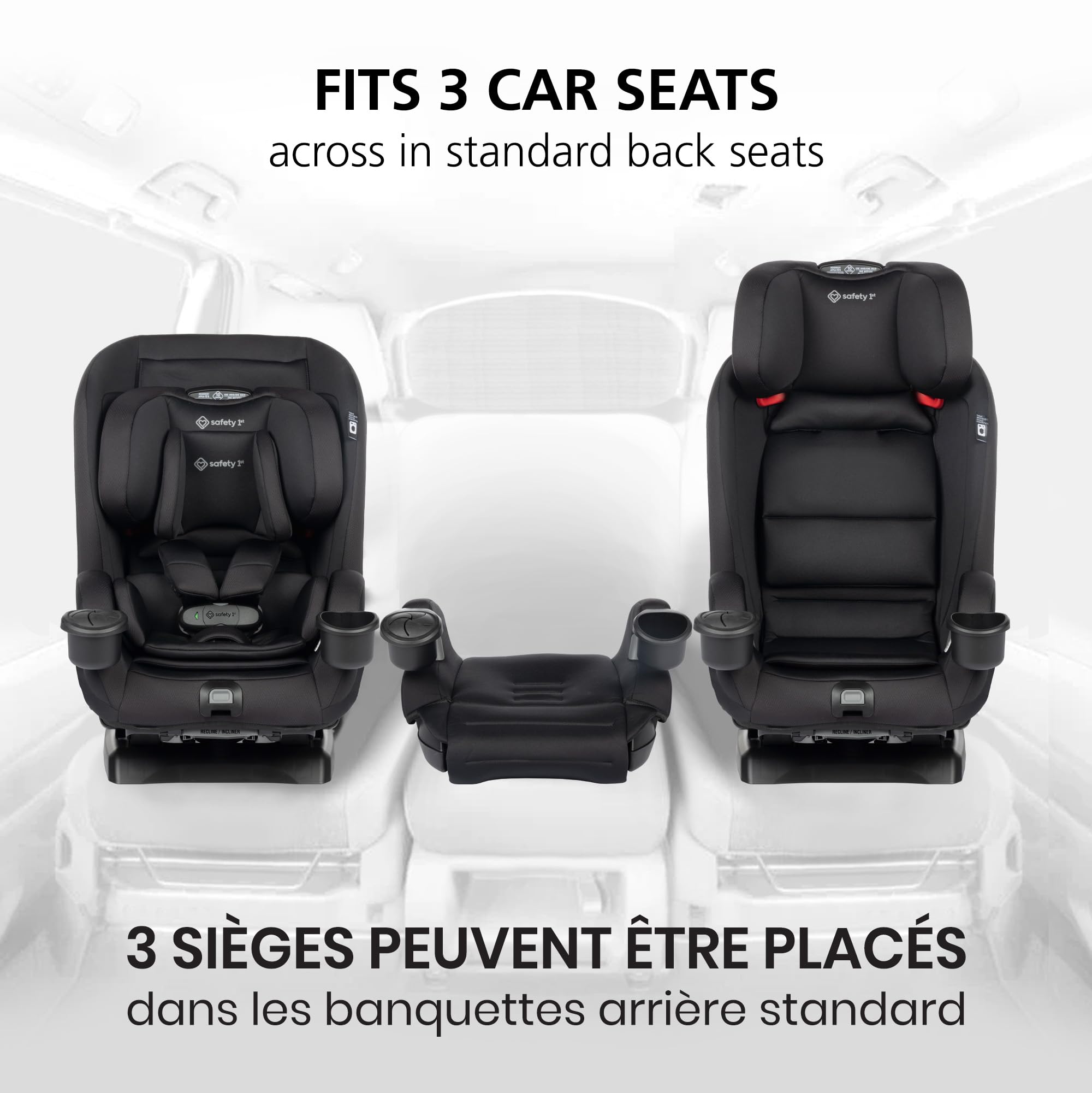 Safety 1st EverSlim 4-in-1 Convertible All-in-One Car Seat, infant to toddler, rear and forward facing, booster mode, backless booster, Fits 3 across, Washable seat, Birth to 10 years, Hexagon Horizon 🍁 All In One Marketplace Canada