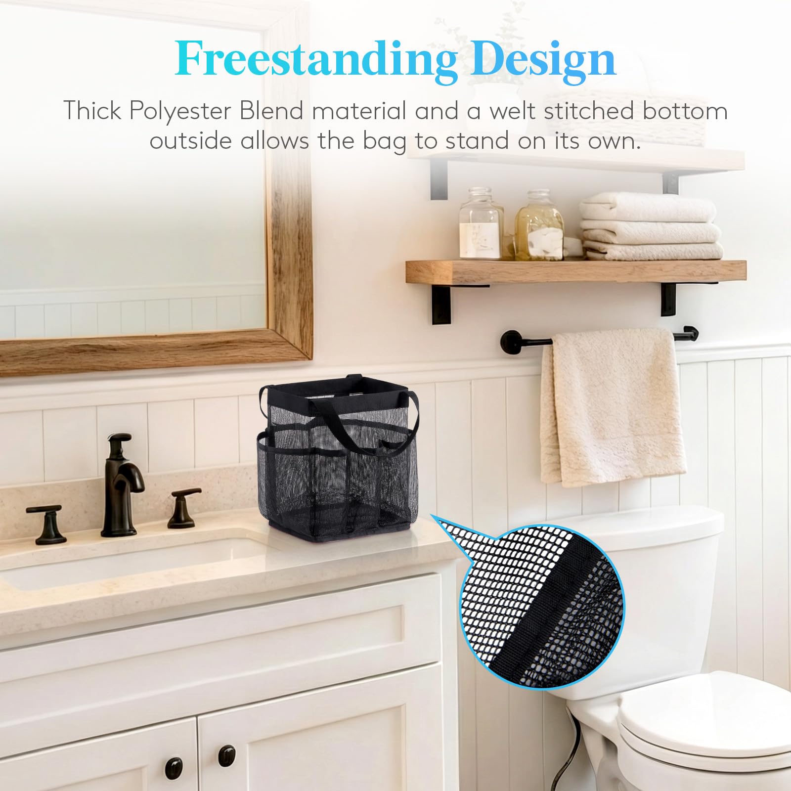 Lifewit Mesh Shower Caddy Freestanding Portable Shower Tote Bag for College Dorm, Bathroom, Gym, Travel, Quick Dry Hanging Shower Organizer with 7 Storage Pockets for Toiletry Essentials, Medium,Black 🍁 All In One Marketplace Canada