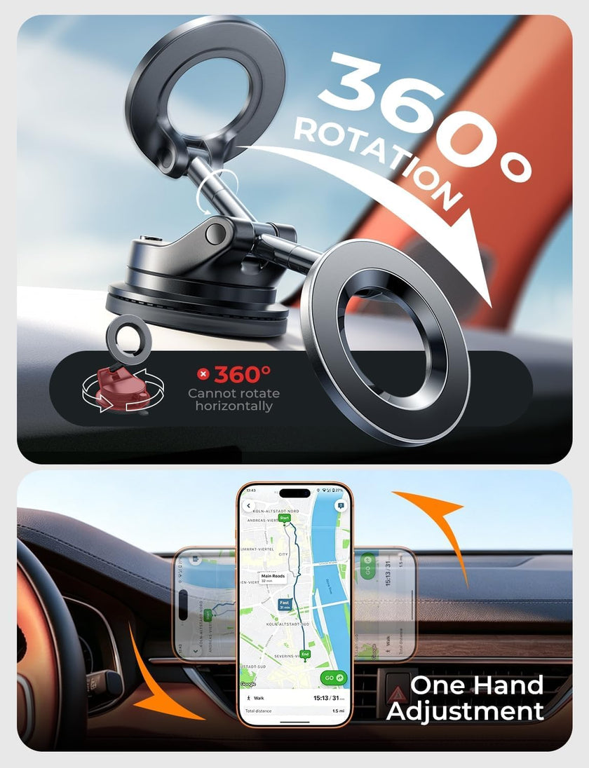 LISEN Car Phone Holder Car for Magsafe Magnetic Car Mount [2026 NEW Stable] Vacuum Magnetic Phone Holder Adjustable Cars Accessories Suction Dashboard Mount for iPhone 17 Pro Max 16 15 14 13 12 🍁 All In One Marketplace Canada