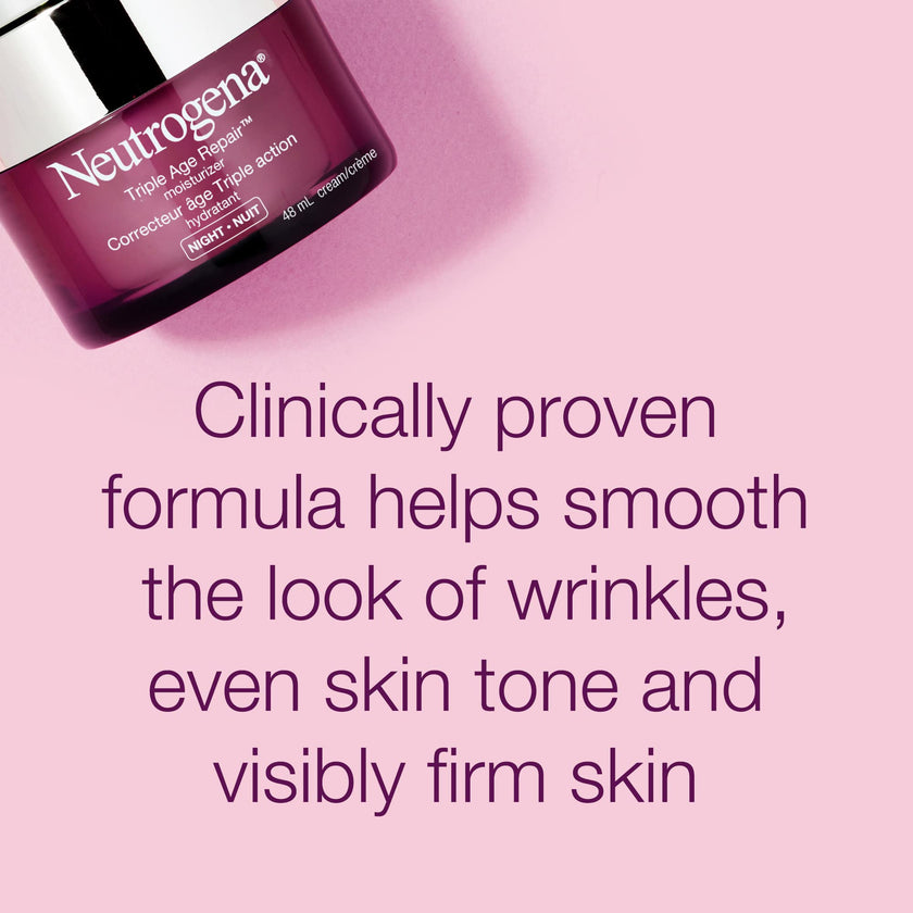 Neutrogena Night Cream, Triple Age Repair, Tone, and Firmness, 48 mL 🍁 All In One Marketplace Canada
