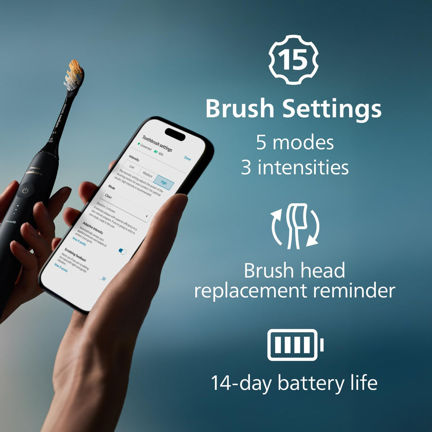 Philips Sonicare DiamondClean 9900 Prestige Electric Toothbrush - with SenseIQ Technology and Advanced AI App, 5 Brushing Modes, 3 Intensity Levels, Charging Travel Case,Midnight Blue, Model BD9002AZ 🍁 All In One Marketplace Canada