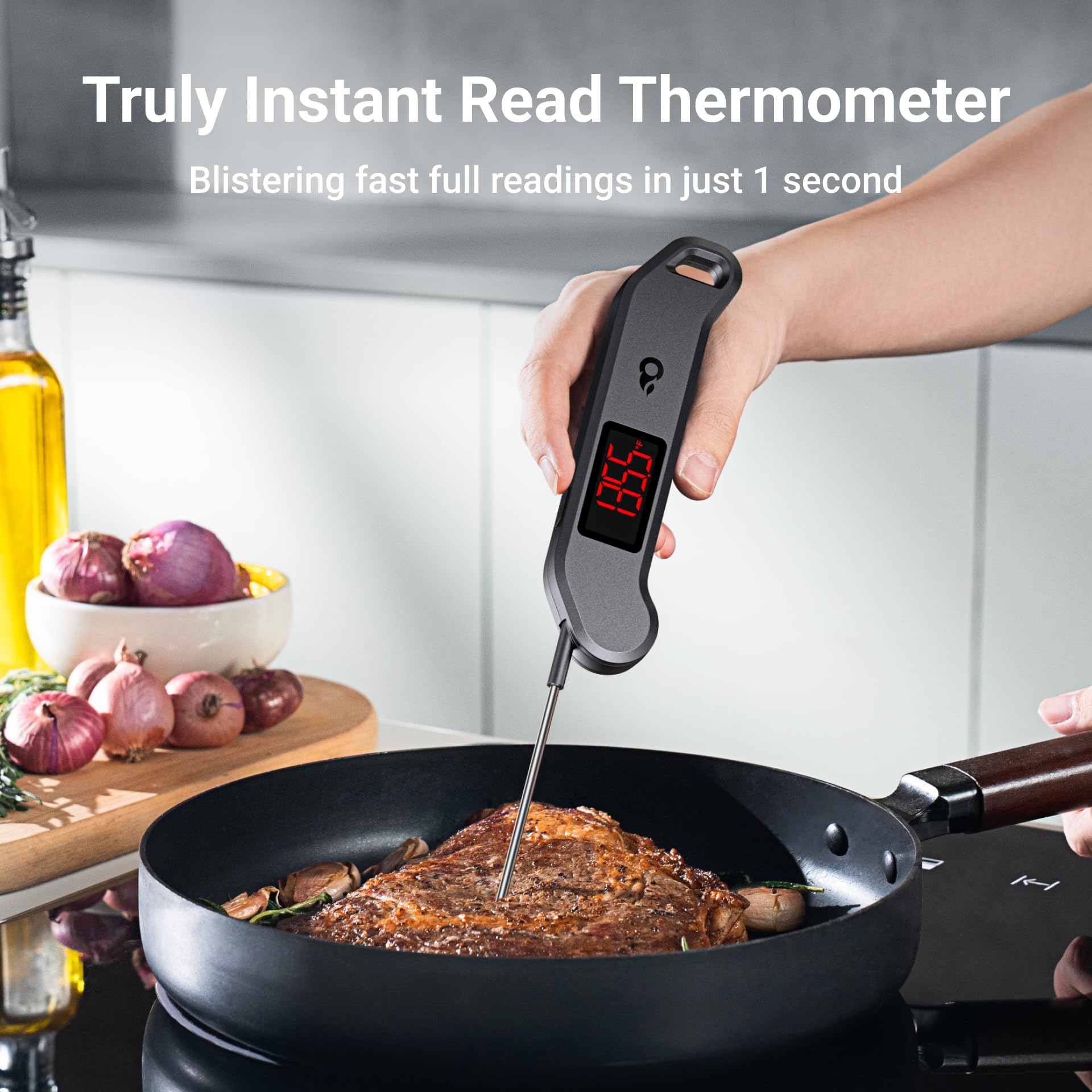 Professional Digital Meat Thermometer, 1 Sec Instant Read, ±0.5℉ Accuracy NIST&NSF Certified Food Thermometer, Auto-Rotate Bright LED Screen, Highly Waterproof Cooking Thermometer for Grill BBQ, Black 🍁 All In One Marketplace Canada