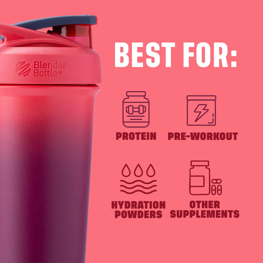 BlenderBottle Strada Sleek Shaker Cup Insulated Stainless Steel Water Bottle with Wire Whisk, 25-Ounce, Sangria Ombre 🍁 All In One Marketplace Canada