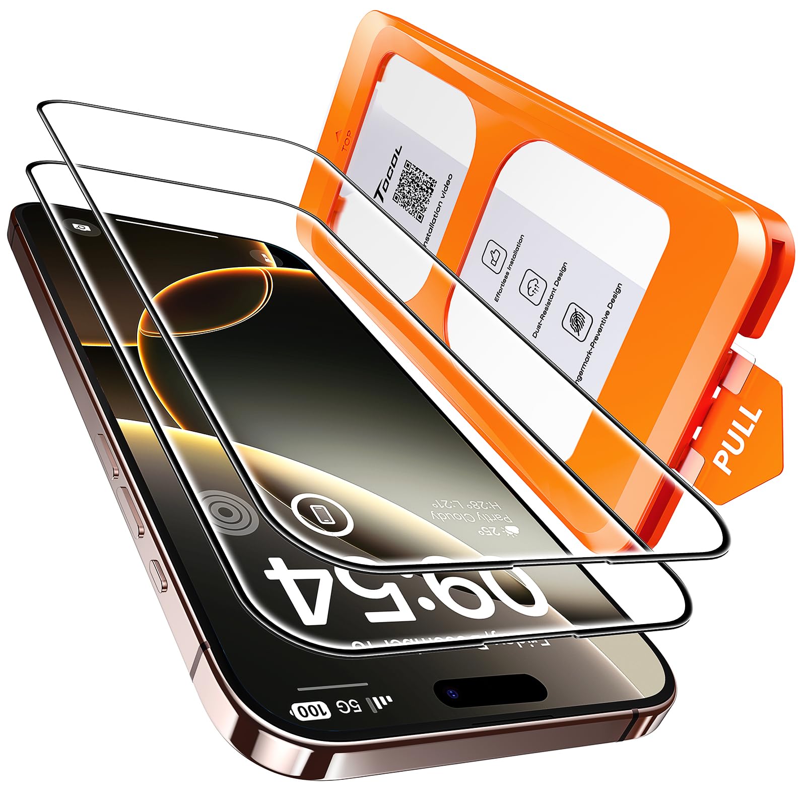 TOCOL 2 Pack for iPhone 16 Pro Screen Protector [Instant Installation][Auto-Dust Removal][HD Clear], Unbreakable 9H+Hardness Shatterproof Tempered Glass [Bubble Proof] 🍁 All In One Marketplace Canada