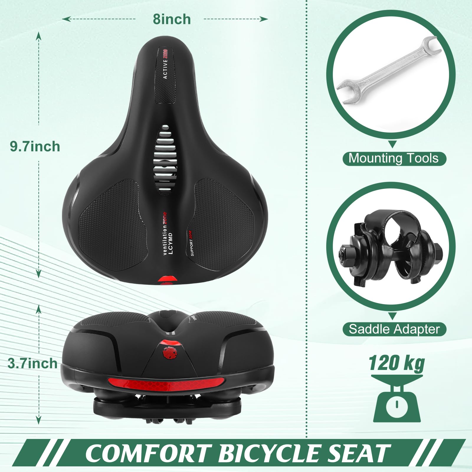 Comfortable Bike Seat for Men Women with Dual Shock Absorbing Ball Waterproof Wide Bicycle Saddle Fit for Most Standard Post 🍁 All In One Marketplace Canada