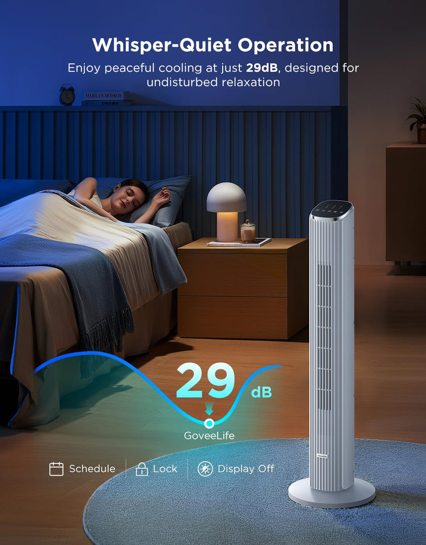 GoveeLife White Tower Fan for Bedroom, 36