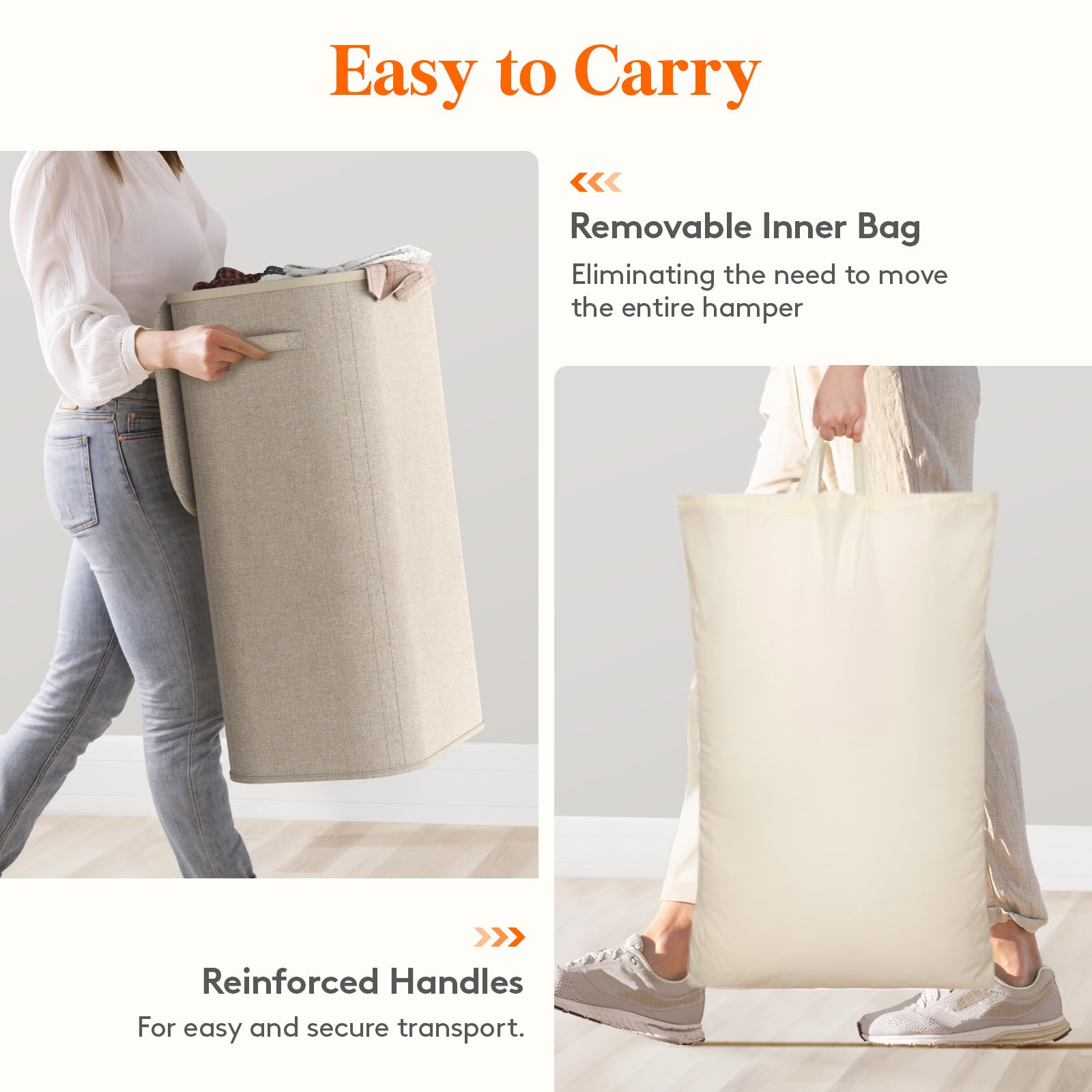 Lifewit 105L Laundry Basket with Lid, Large Laundry Hamper with Handles and Removable Bag, Collapsible Tall Dirty Clothes Hamper for Laundry Room, Bedroom, Bathroom, Dorm, Beige 🍁 All In One Marketplace Canada