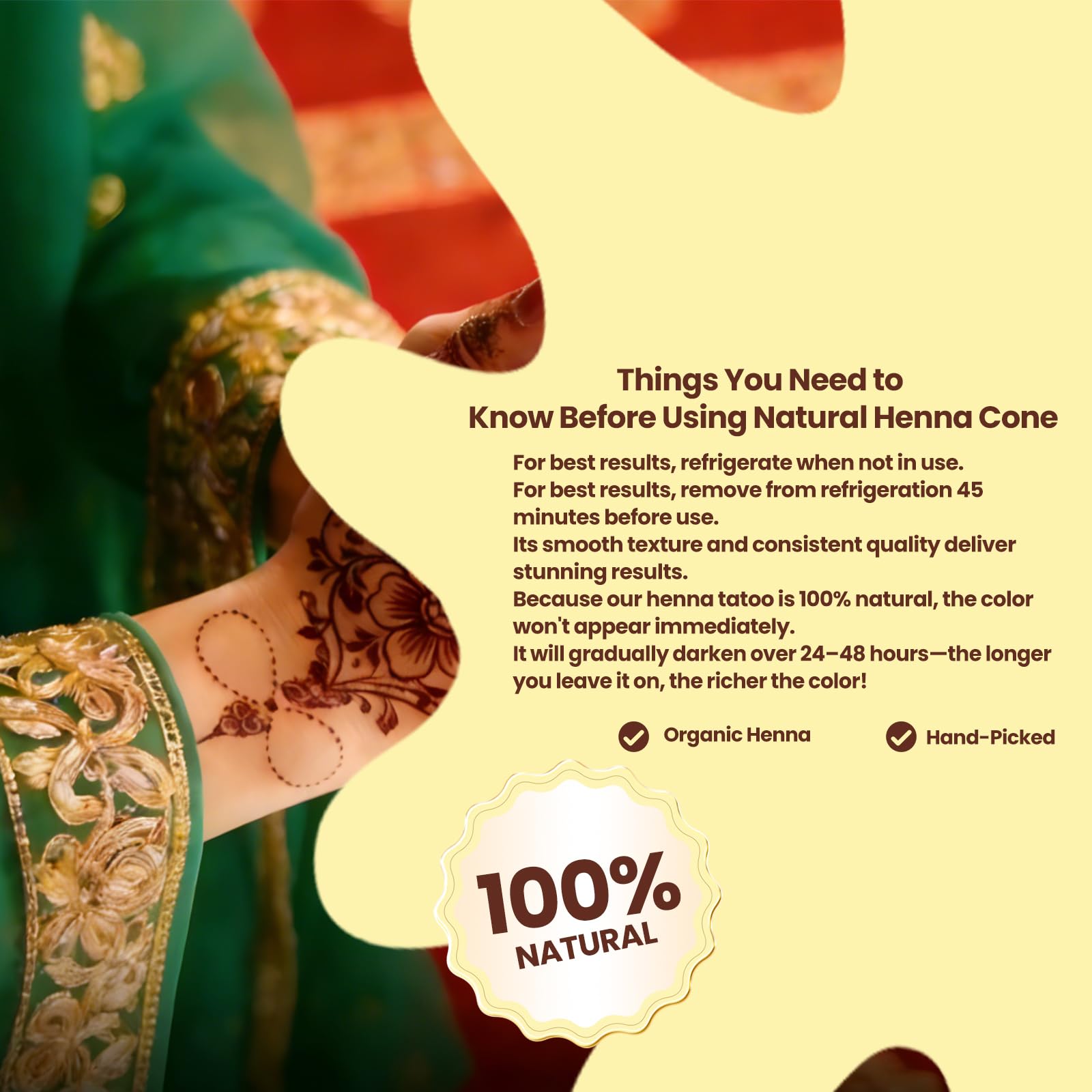 4 Pack Natural Mehendi Cone Henna Paste Temporary Tattoo Paste with 8pcs Tattoo Stencils| Each cone 25 grams | Indian Body Art Painting Drawing Tattoos Freckles (Reddish Brown Color) 🍁 All In One Marketplace Canada