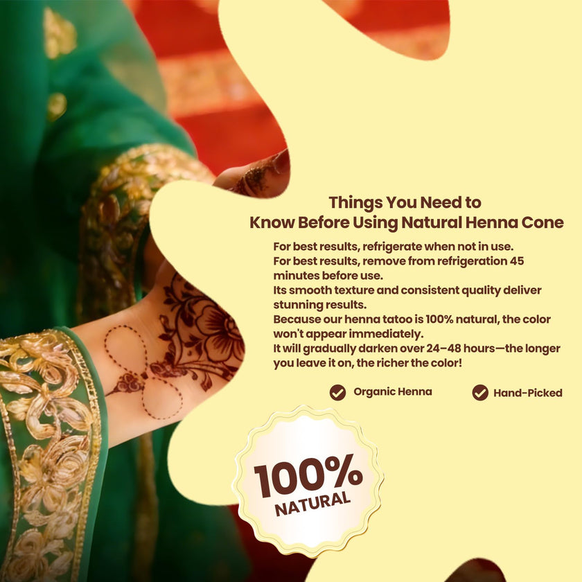 4 Pack Natural Mehendi Cone Henna Paste Temporary Tattoo Paste with 8pcs Tattoo Stencils| Each cone 25 grams | Indian Body Art Painting Drawing Tattoos Freckles (Reddish Brown Color) 🍁 All In One Marketplace Canada