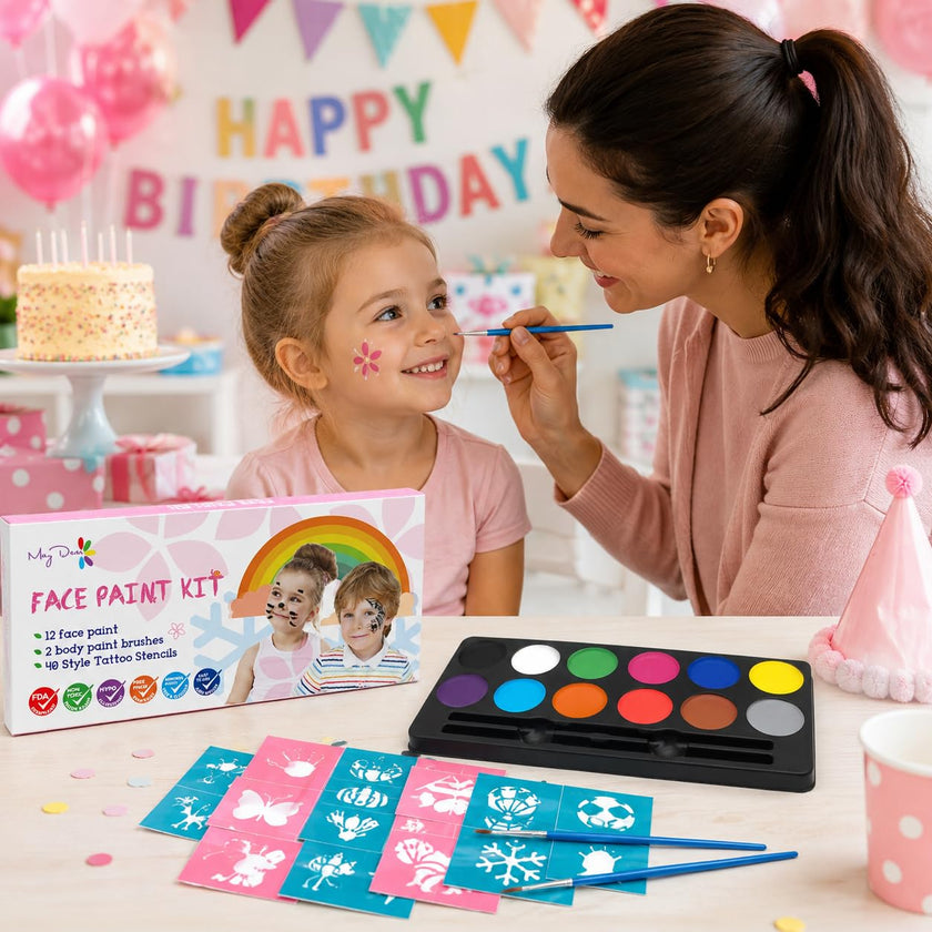 Maydear Face Painting Kit for Kids with 12 Colors Safe and Non-Toxic Large Water Based Face Paint (Matte) 🍁 All In One Marketplace Canada