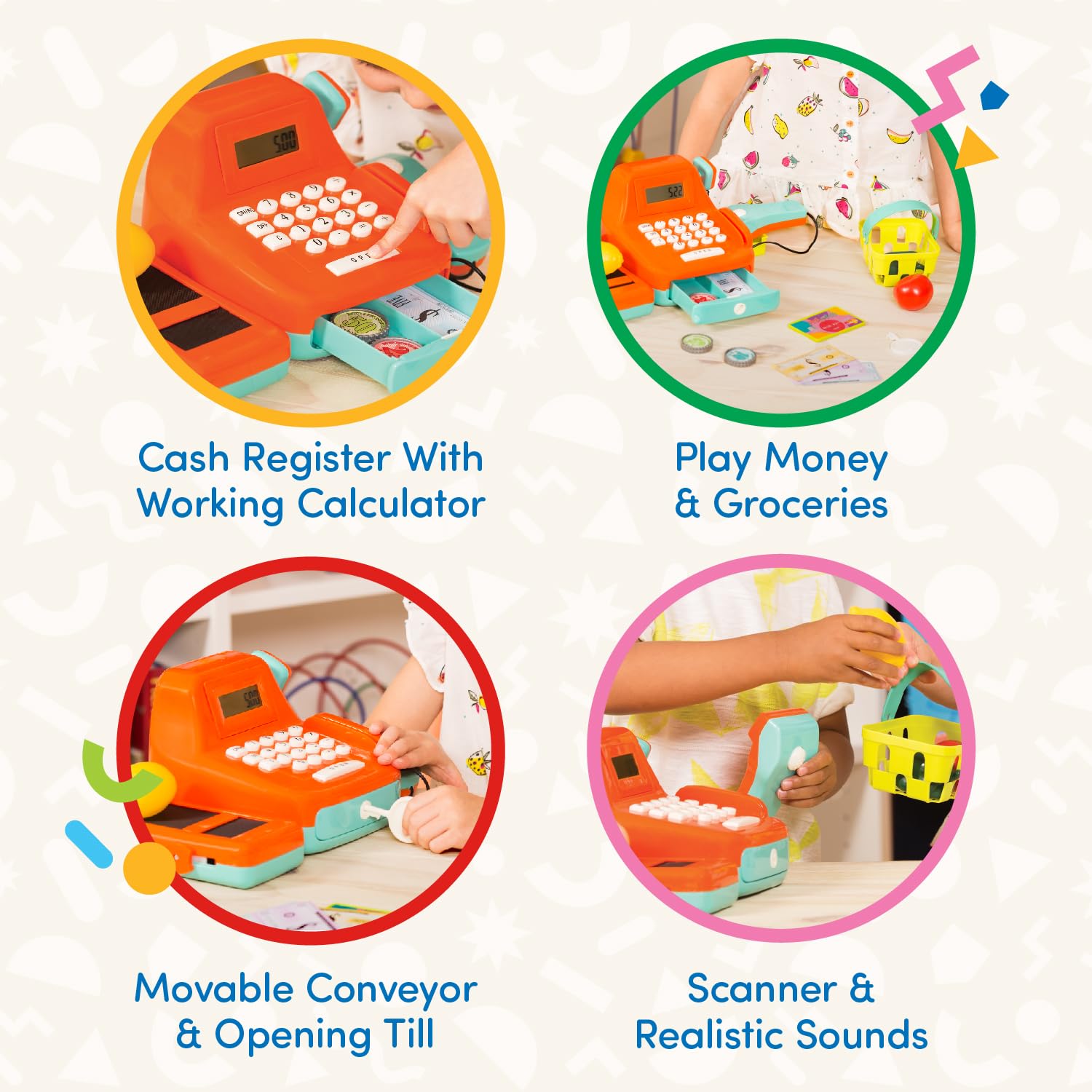 Battat Kids Cash Register with Scanner & Sounds, 26-Piece Set, 26 Pieces 🍁 All In One Marketplace Canada