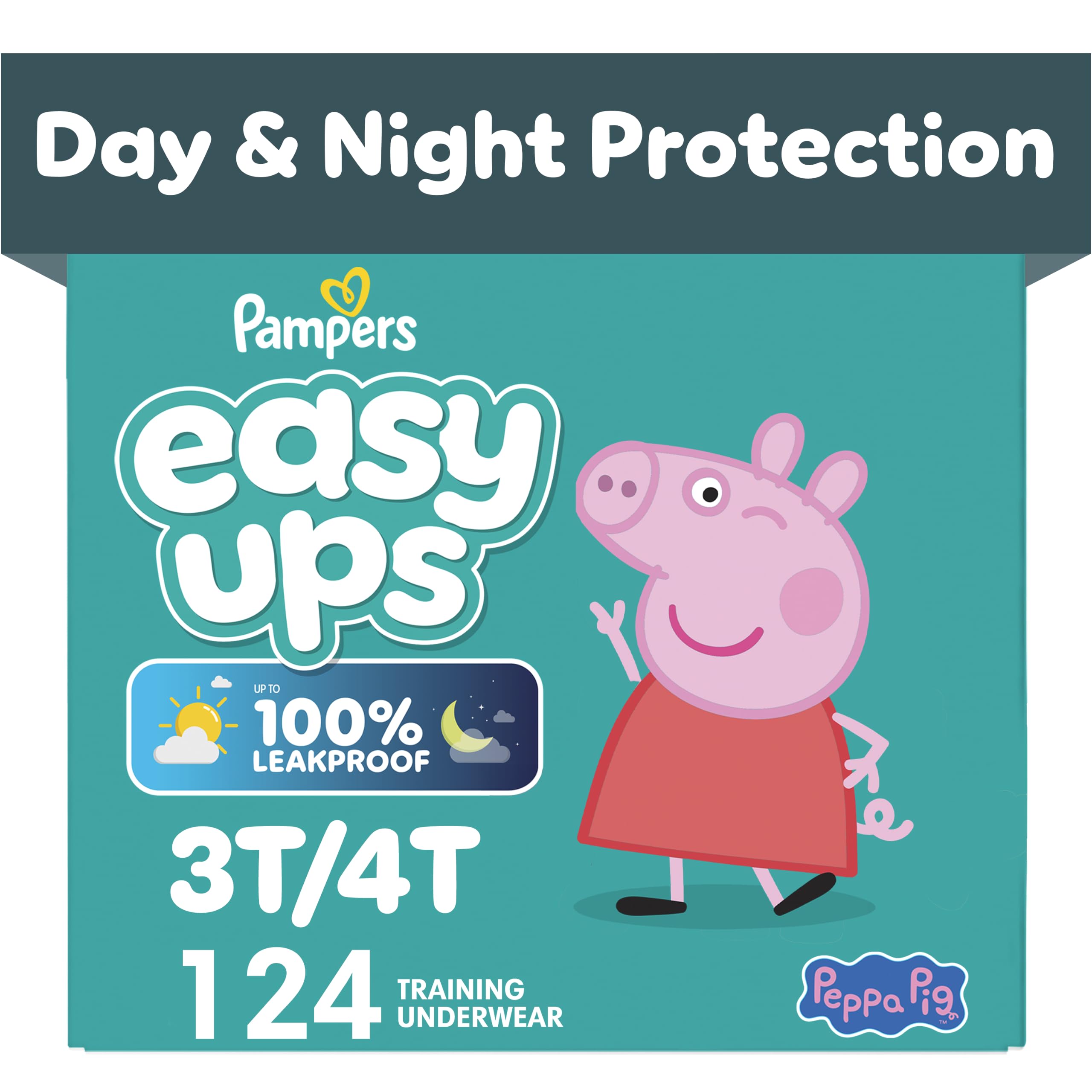 Pampers Easy Ups Girls & Boys Potty Training Pants, Size 5 (3T4T), Peppa Absorbent Training Underwear, Up to 100% Leakproof Day and Night, Hypoallergenic, 1 Pack (Count of 124) 🍁 All In One Marketplace Canada
