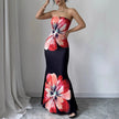Women's Floral Print Strapless Slim-fit Maxi Dress | Canada & USA