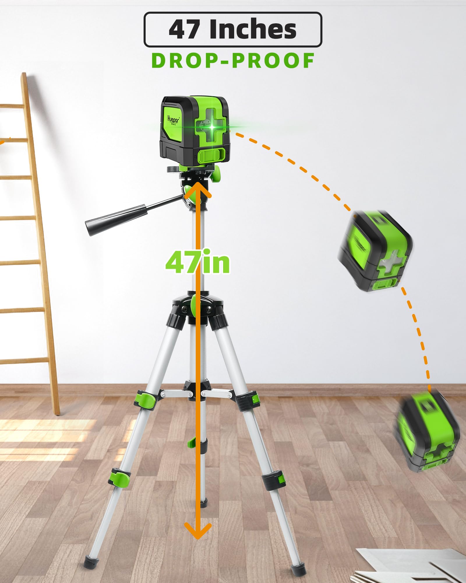 Huepar Laser Level Self Leveling, Classical Cross Line Indoor DIY Use Green Lines, 100Ft Visibility Horizontal and Vertical Line Level, 360° Magnetic Pivoting Base 9011G 🍁 All In One Marketplace Canada