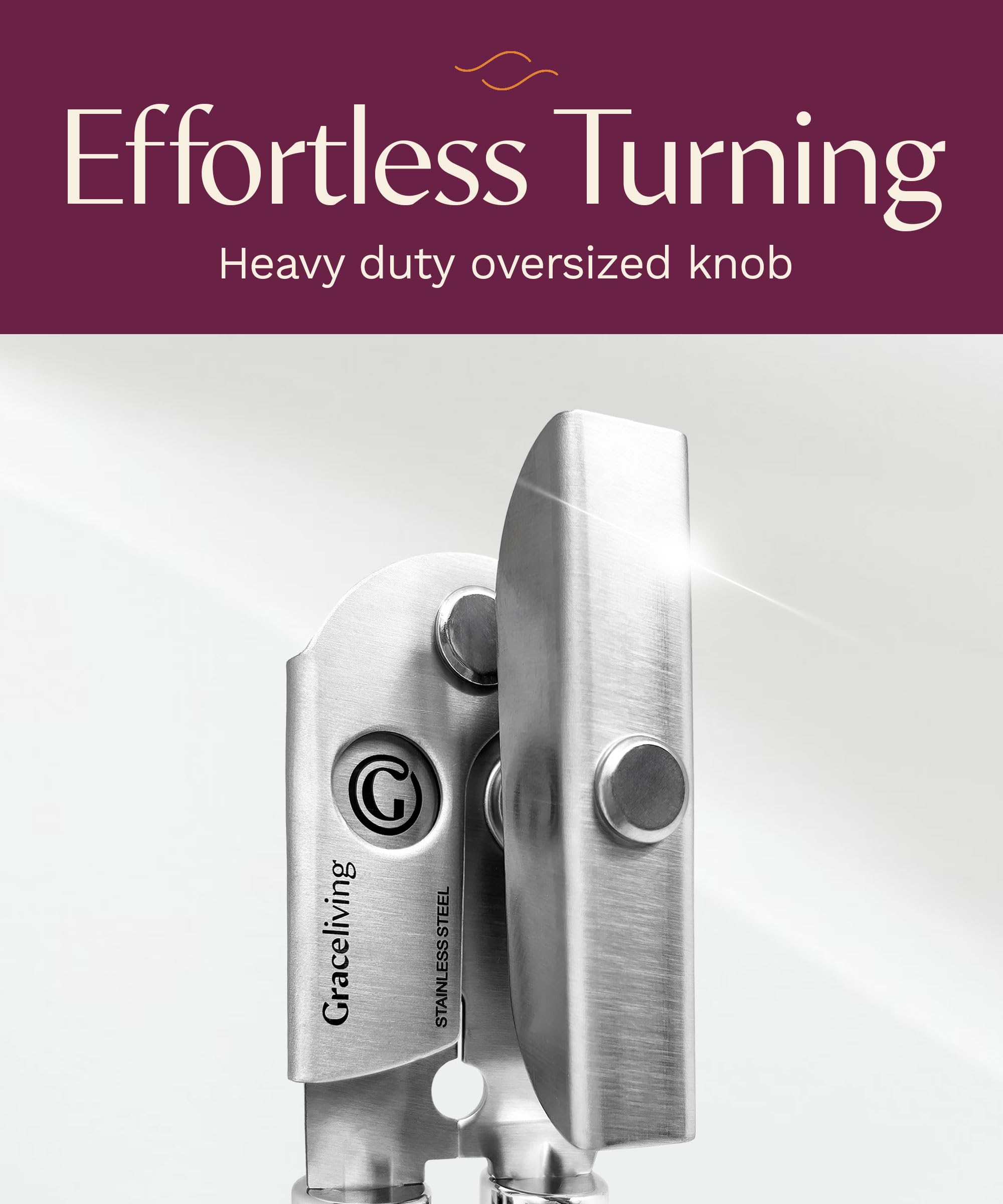 Graceliving Premium Multifunction Magnetic Manual Can Opener and Bottle Opener, Heavy Duty Stainless Steel Sharp Cutting Blade and Oversized Easy Turn Knob, Soft-Touch Handle, Kitchen Use, Mauve 🍁 All In One Marketplace Canada