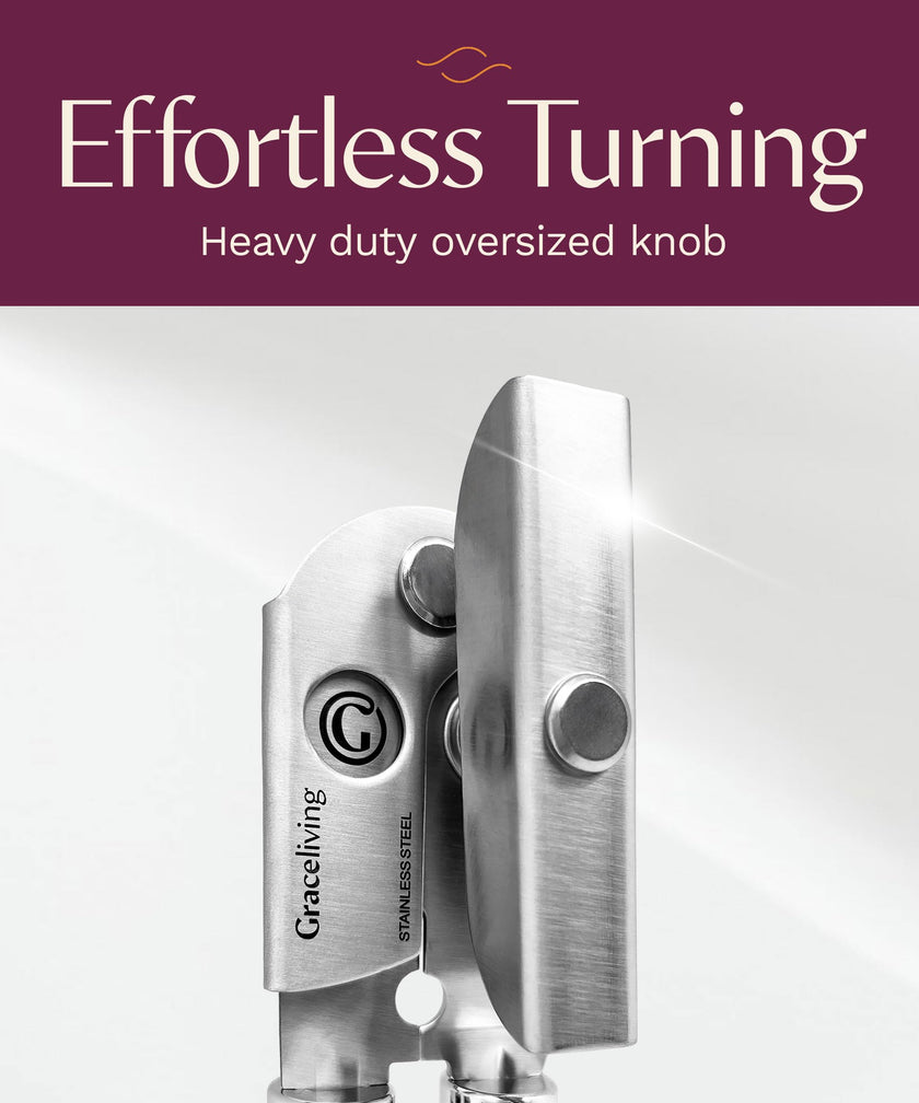 Graceliving Premium Multifunction Magnetic Manual Can Opener and Bottle Opener, Heavy Duty Stainless Steel Sharp Cutting Blade and Oversized Easy Turn Knob, Soft-Touch Handle, Kitchen Use, Mauve 🍁 All In One Marketplace Canada
