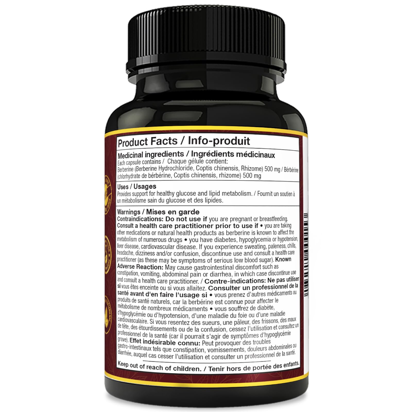 Nutravonic Berberine Supplements 1000mg Per Serving, 500mg Per Capsule | Made in Canada I Supports Healthy Glucose & Lipid Metabolism | Non-GMO, Vegan, Gluten-free, 120 Easy-to-Swallow Capsules 🍁 All In One Marketplace Canada