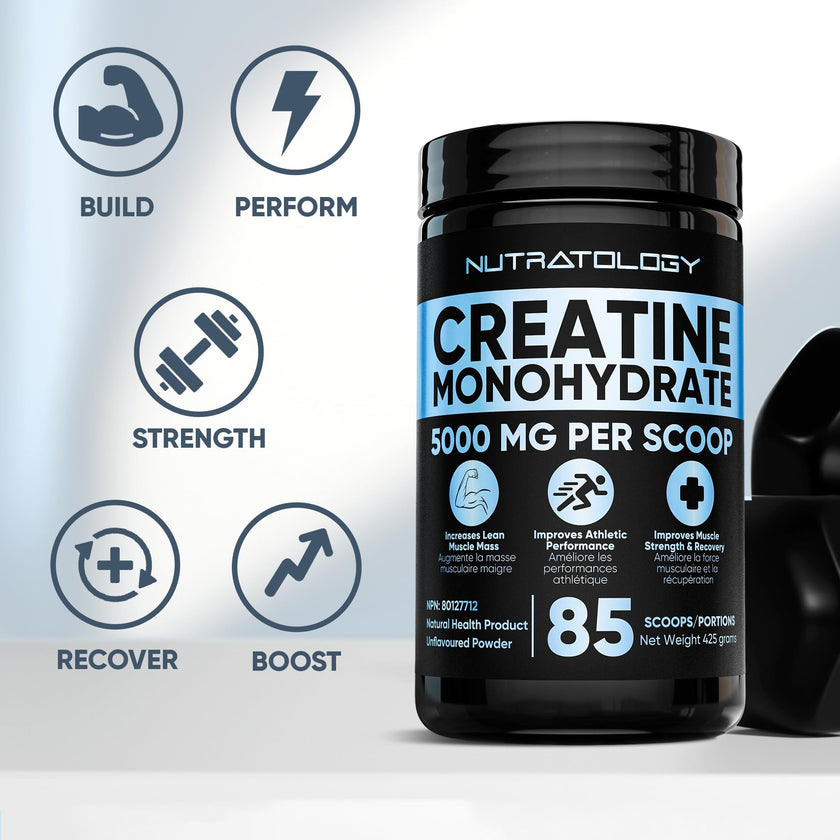 Pure Micronized Creatine Dissolves Easily | Creatine Monohydrate Powder 425g - For Increased Muscle Growth & Performance - Supports Athletic Performance - Creatine Powder for Workouts - 85 Servings 🍁 All In One Marketplace Canada