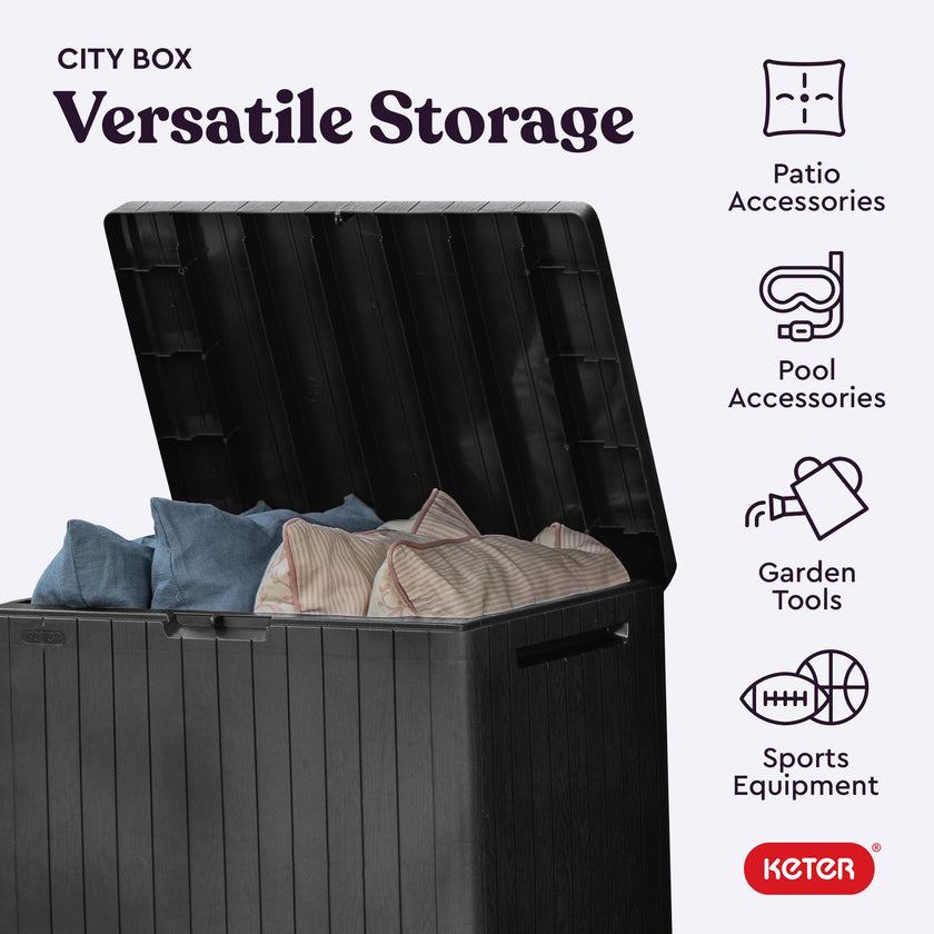 Keter City 30 Gal Outdoor Storage Box and Patio Side Table 🍁 All In One Marketplace Canada